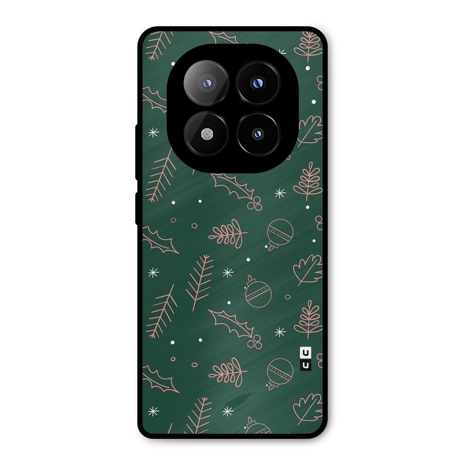 Christmas Season Leaves Metal Back Case for Redmi Note 14 Pro Plus 5G