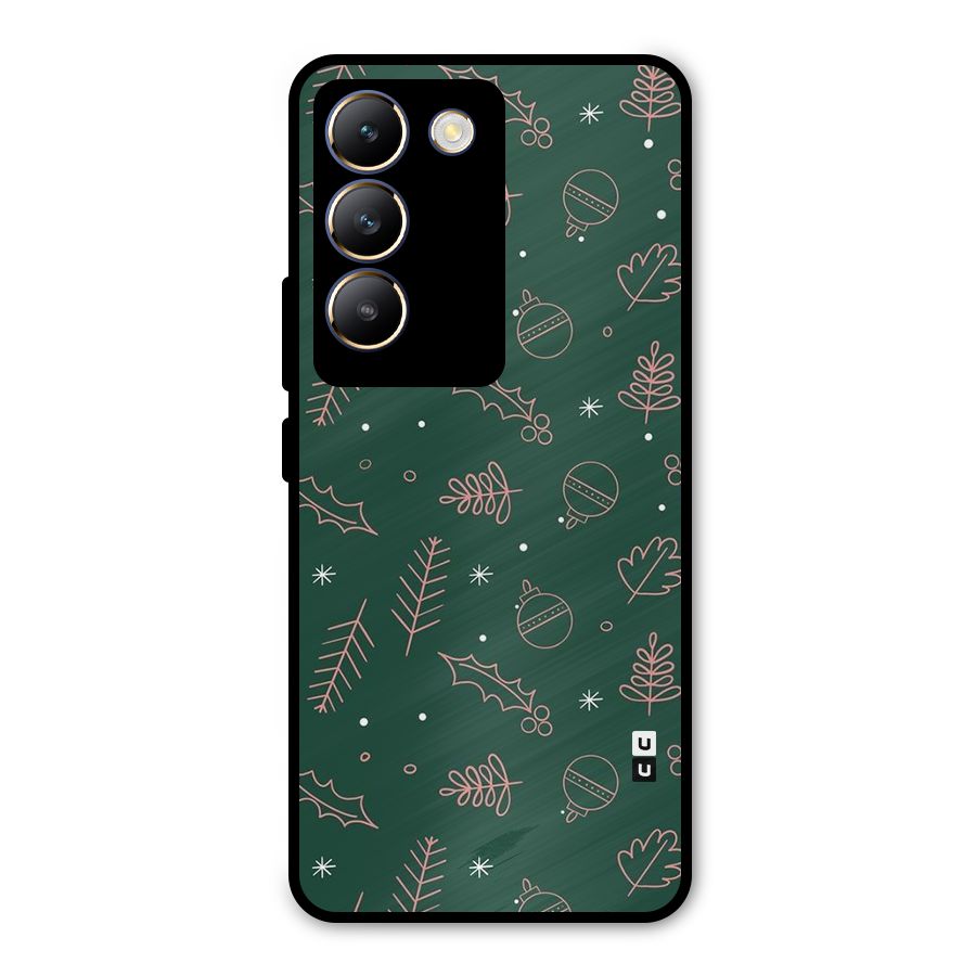 Christmas Season Leaves Metal Back Case for Vivo T3 5G