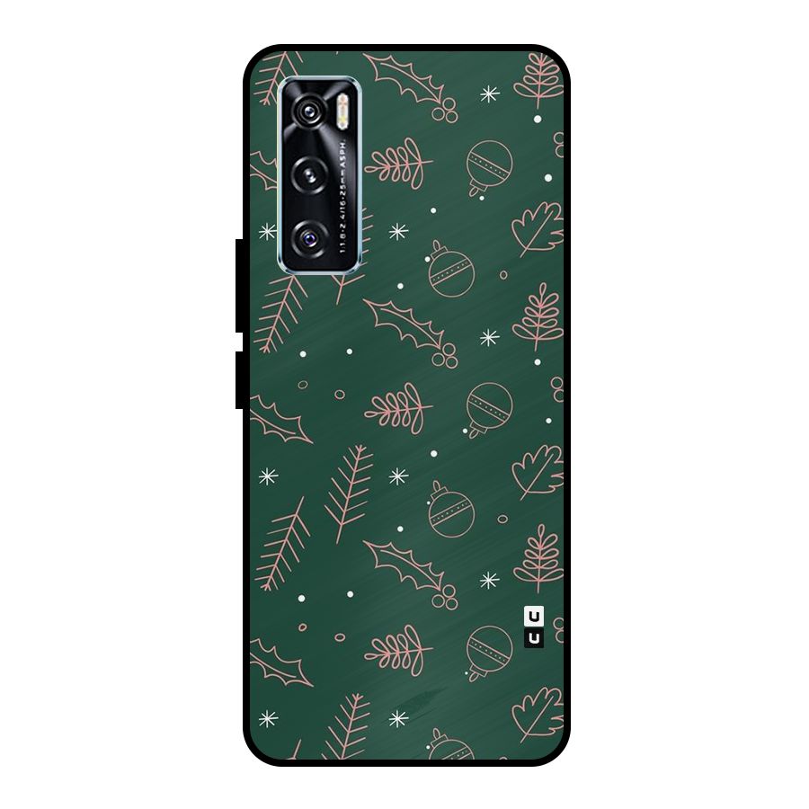Christmas Season Leaves Metal Back Case for Vivo V20 SE