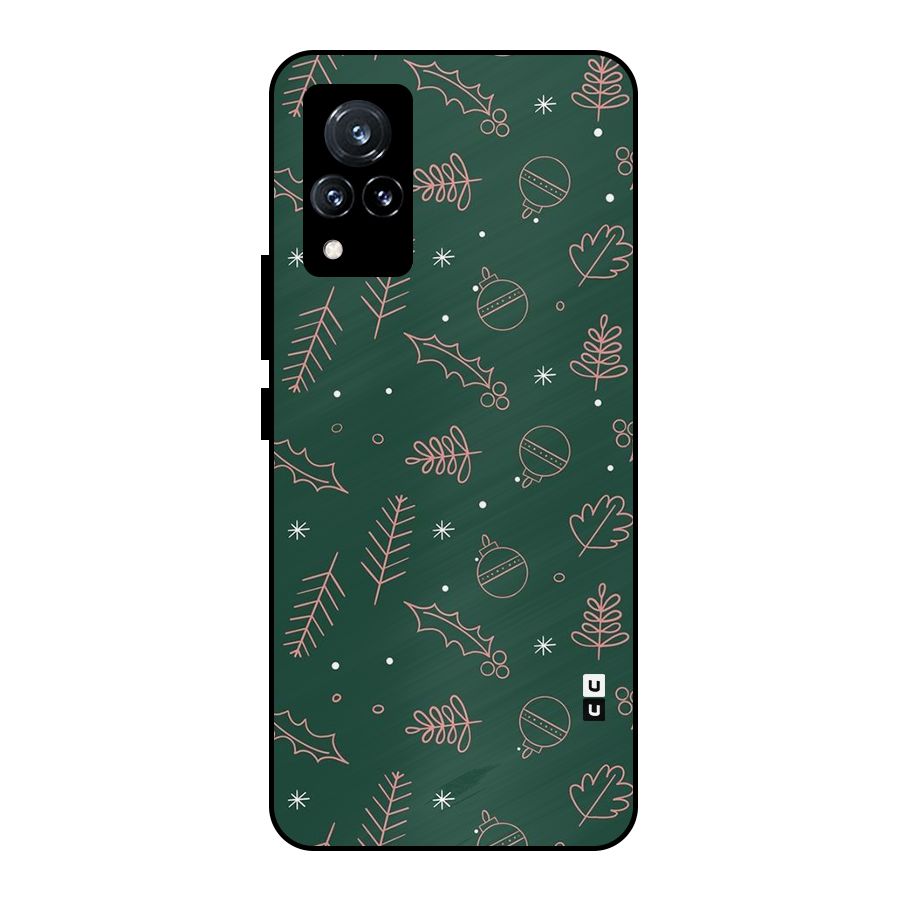 Christmas Season Leaves Metal Back Case for Vivo V21 5G