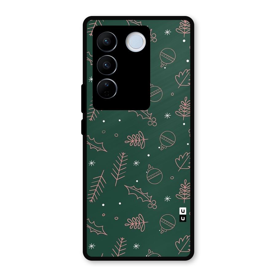 Christmas Season Leaves Metal Back Case for Vivo V27