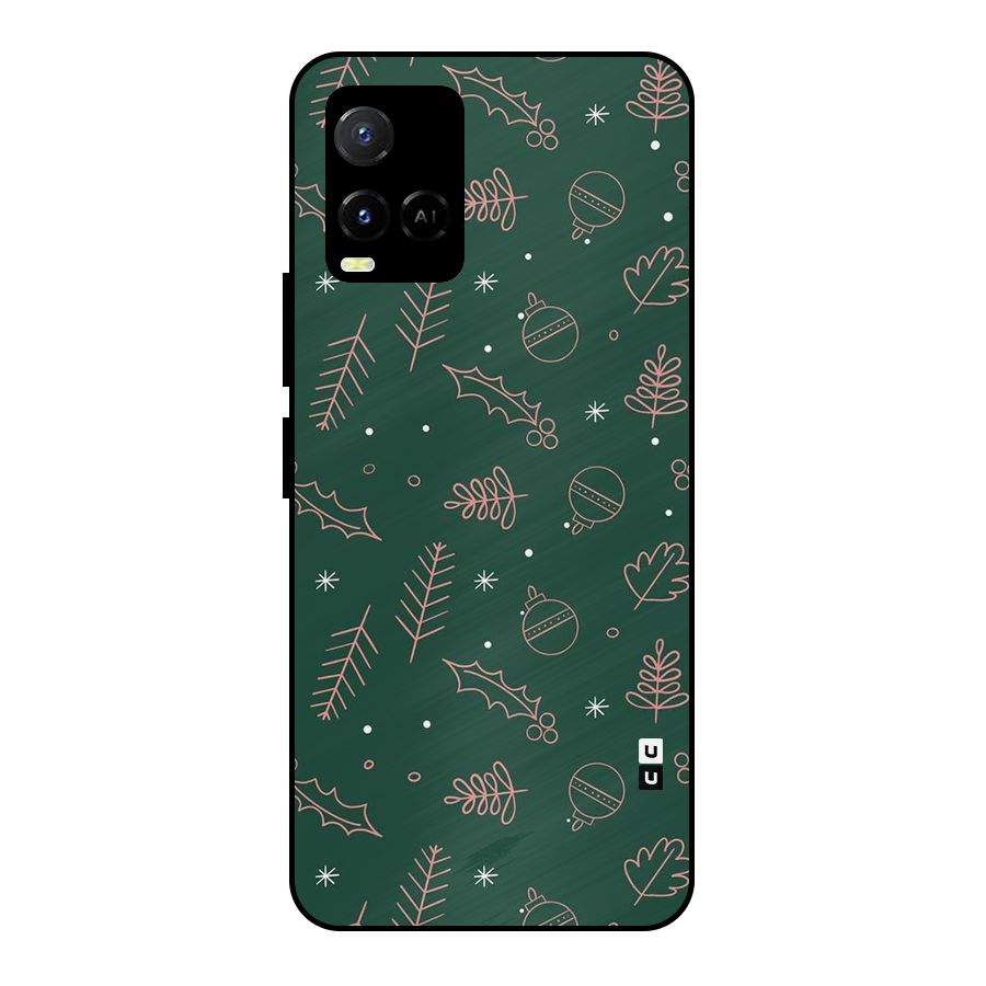 Christmas Season Leaves Metal Back Case for Vivo Y21