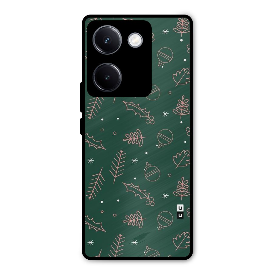 Christmas Season Leaves Metal Back Case for Vivo Y300 Plus