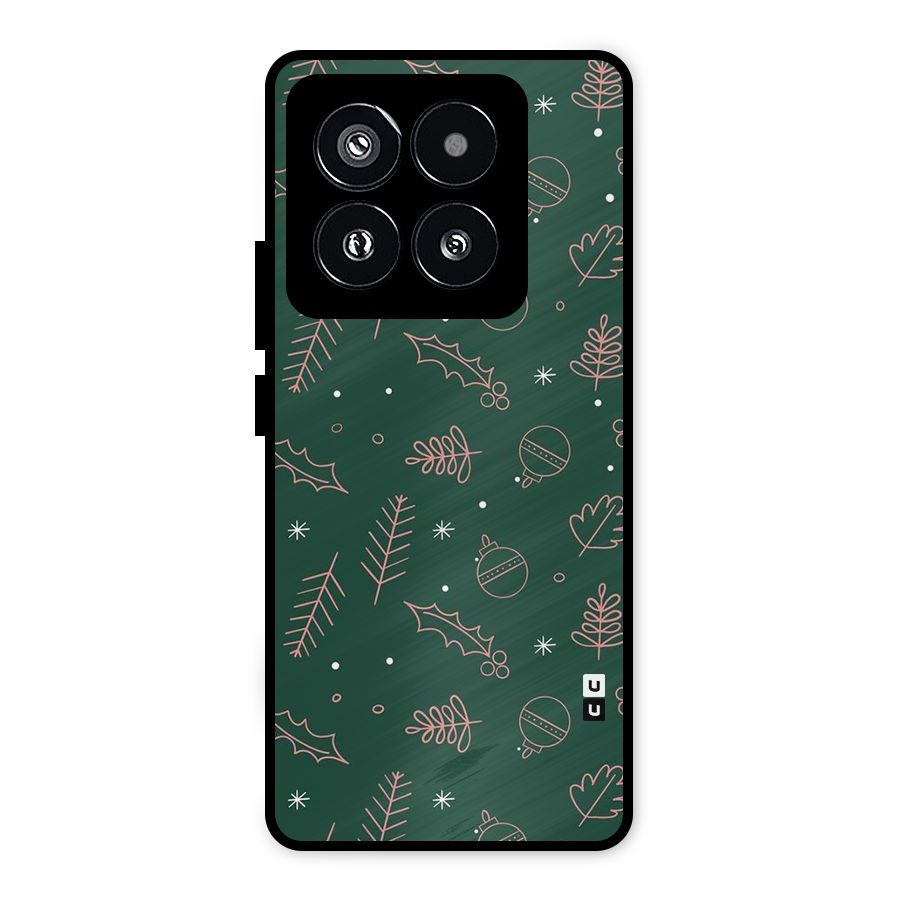 Christmas Season Leaves Metal Back Case for Xiaomi 14 Pro