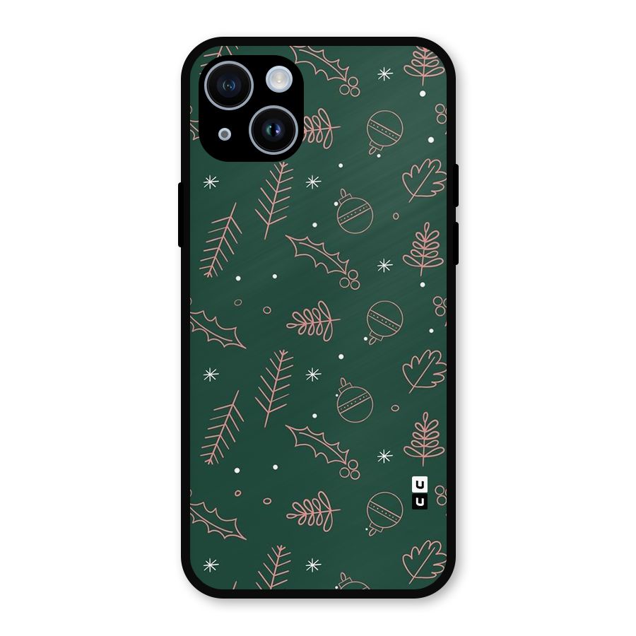 Christmas Season Leaves Metal Back Case for iPhone 14