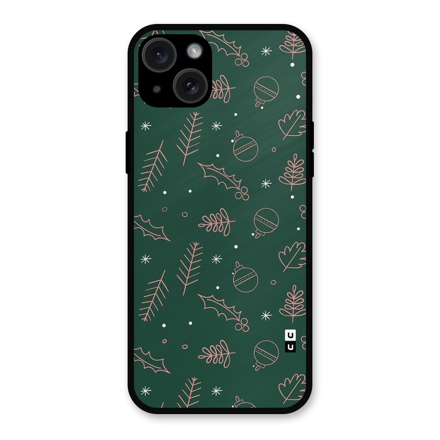 Christmas Season Leaves Metal Back Case for iPhone 15 Plus