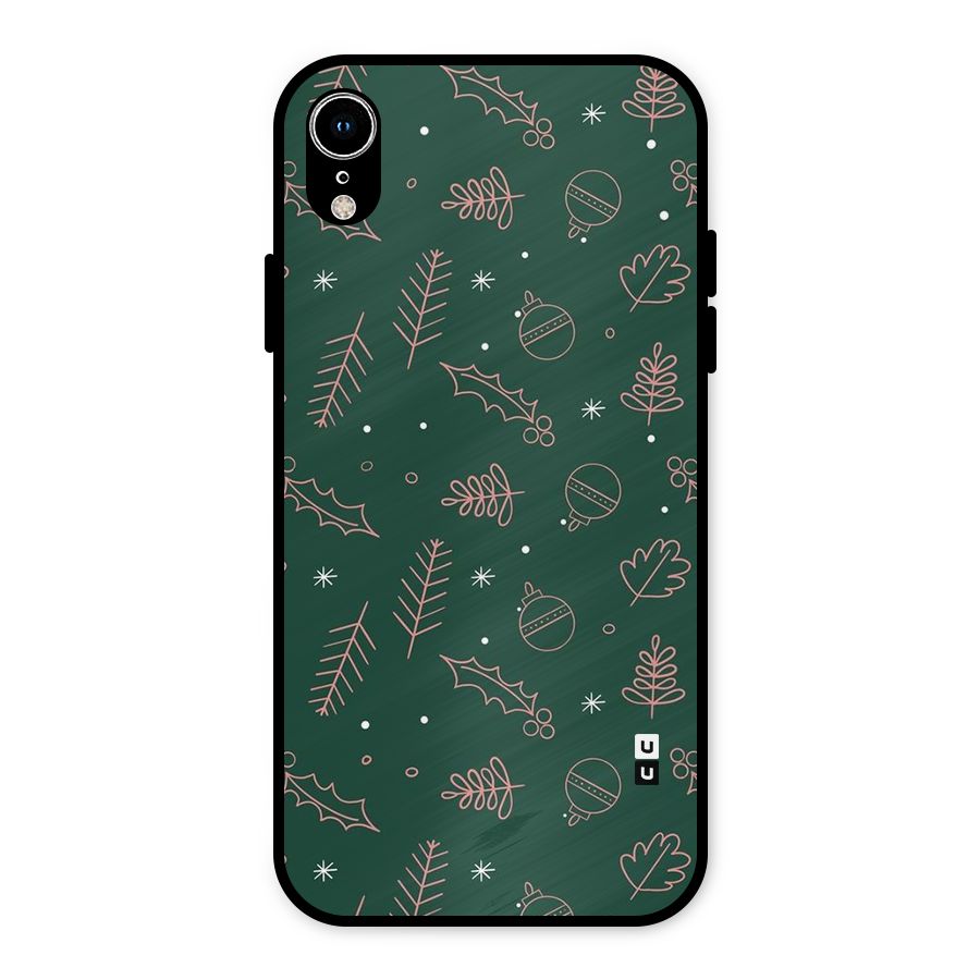 Christmas Season Leaves Metal Back Case for iPhone XR