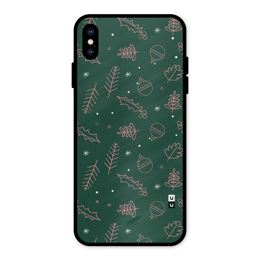 Christmas Season Leaves Metal Back Case for iPhone XS Max