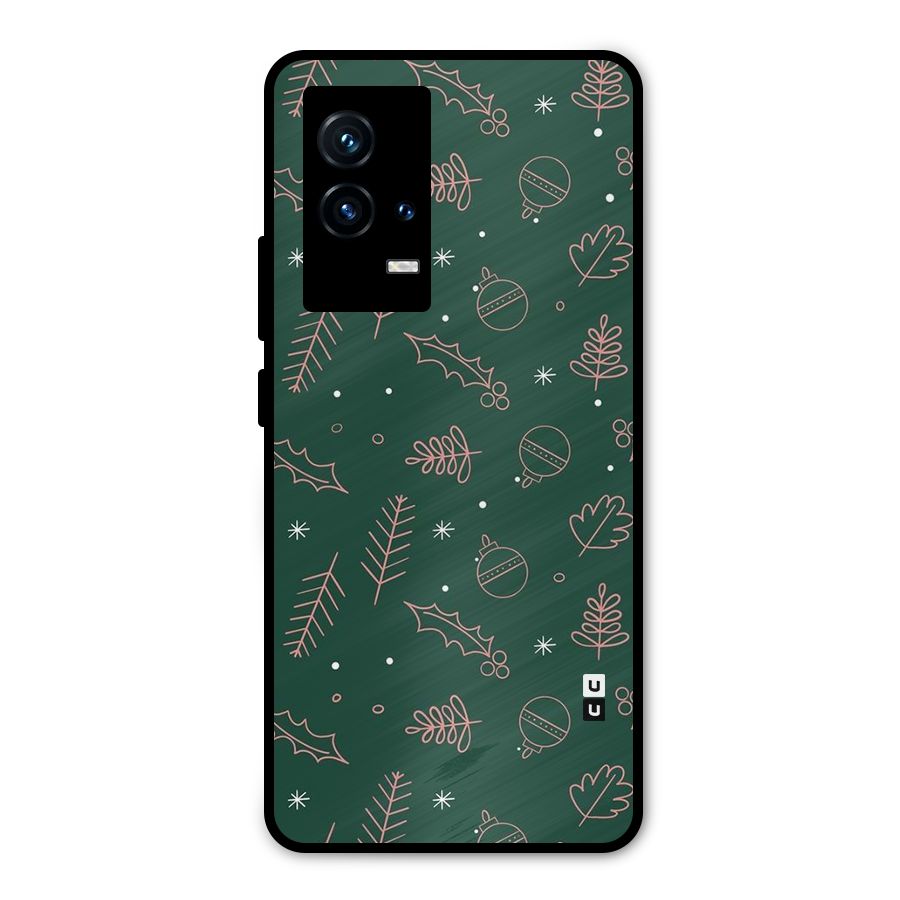 Christmas Season Leaves Metal Back Case for iQOO 9 5G