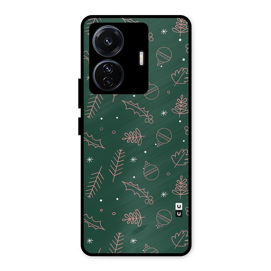 Christmas Season Leaves Metal Back Case for iQOO Z6