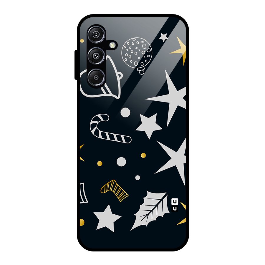 Christmas Special Pattern Glass Back Case for Galaxy M34 5G