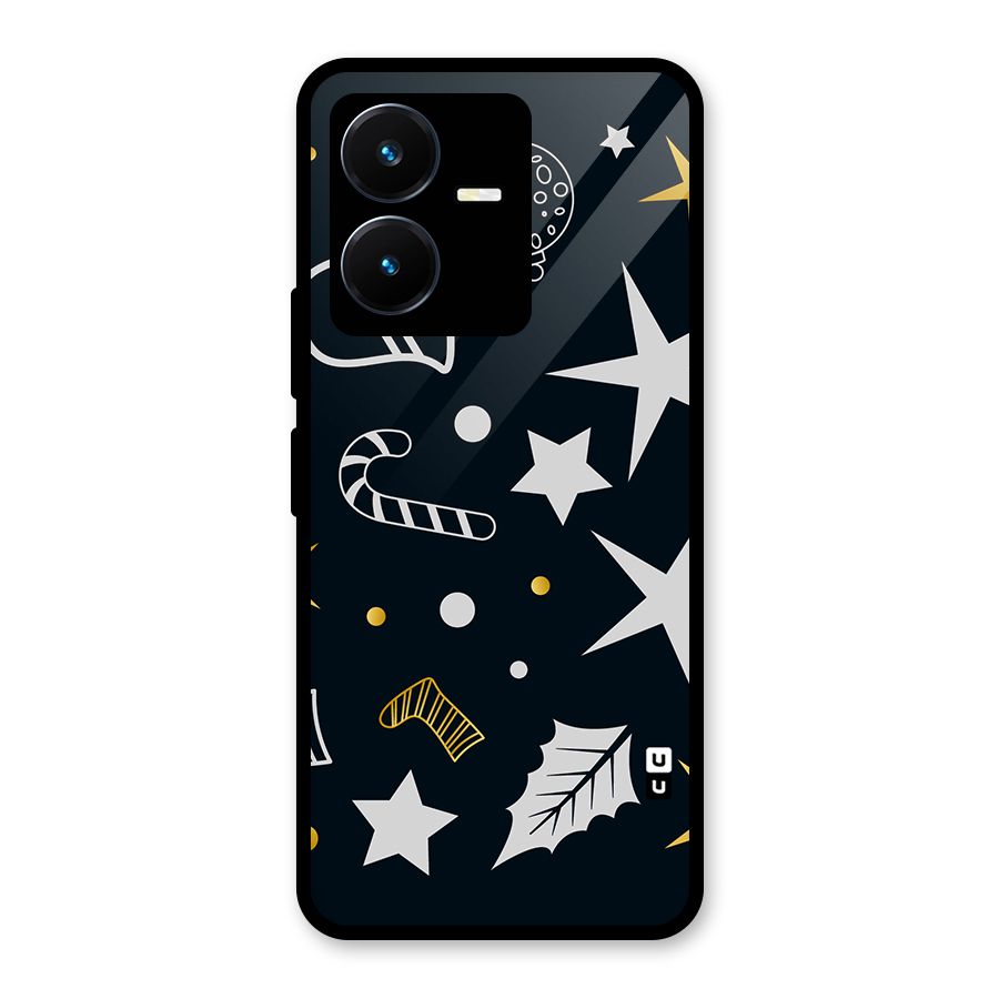Christmas Special Pattern Glass Back Case for Vivo Y22s