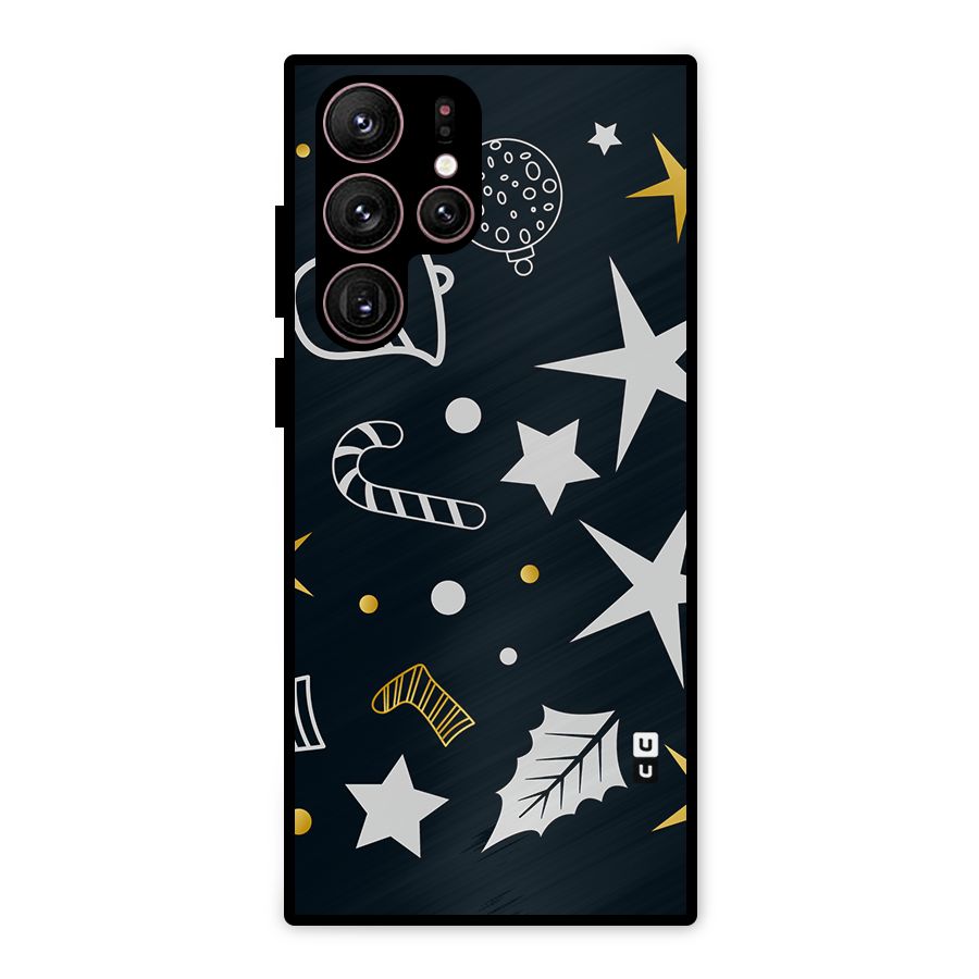Christmas Special Pattern Metal Back Case for Galaxy S22 Ultra 5G
