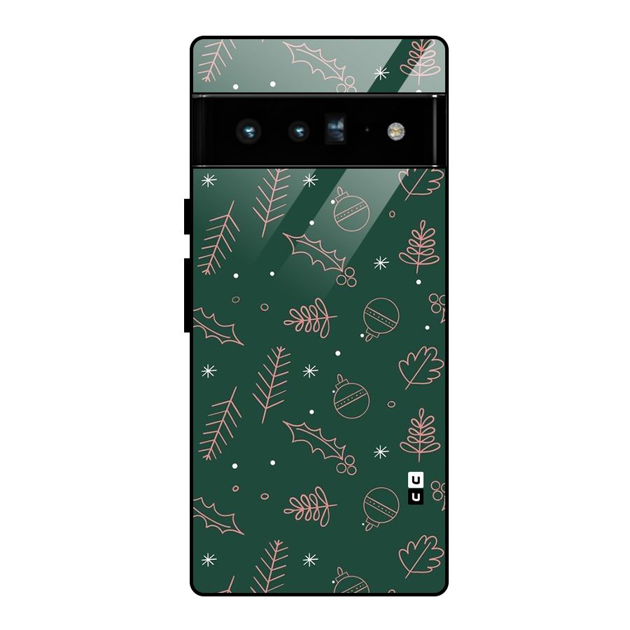 Christmas Vibes Leaves Glass Back Case for Google Pixel 6 Pro