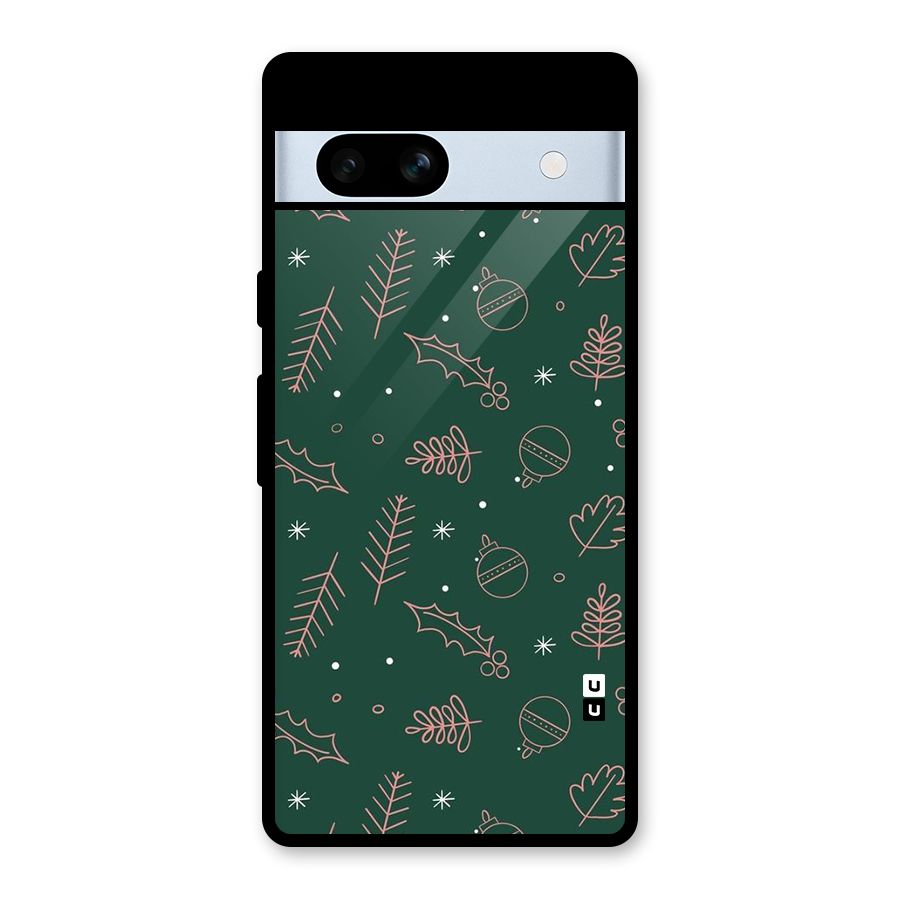 Christmas Vibes Leaves Glass Back Case for Google Pixel 7a