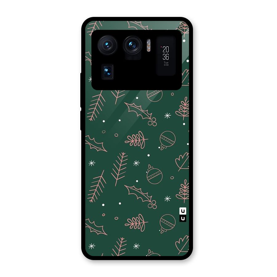 Christmas Vibes Leaves Glass Back Case for Mi 11 Ultra
