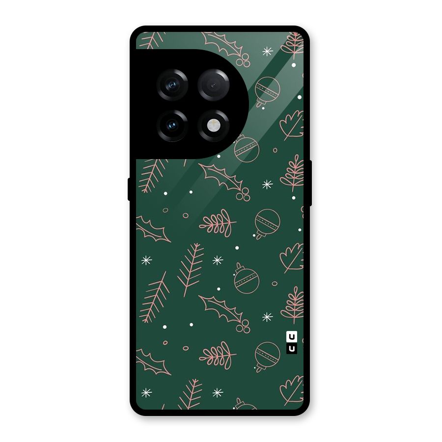 Christmas Vibes Leaves Glass Back Case for OnePlus 11R
