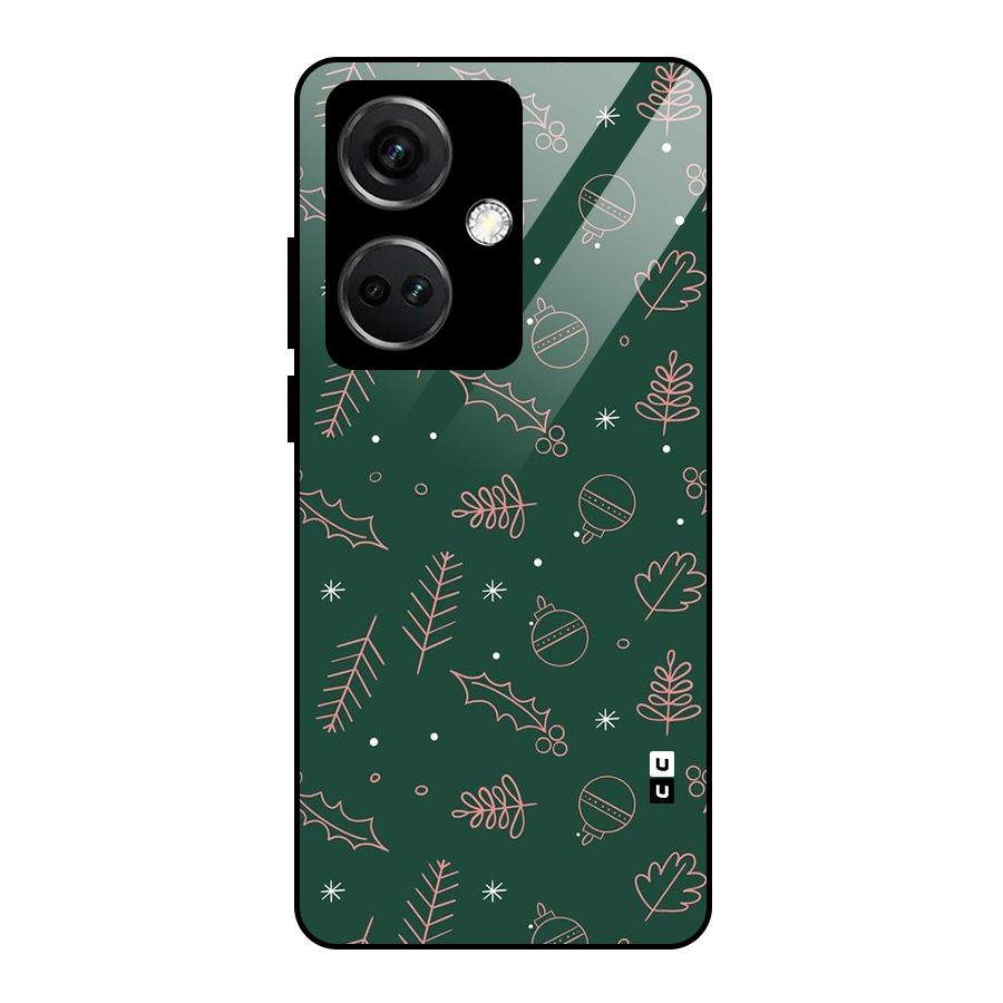 Christmas Vibes Leaves Glass Back Case for OnePlus Nord CE 3 5G