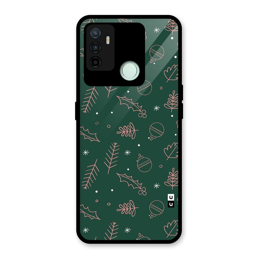 Christmas Vibes Leaves Glass Back Case for Oppo A53