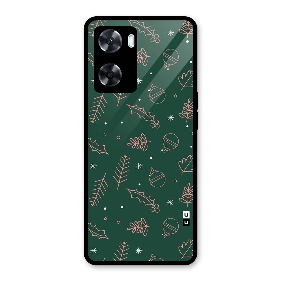 Christmas Vibes Leaves Glass Back Case for Oppo A77s