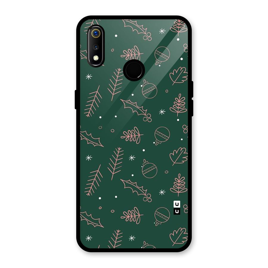 Christmas Vibes Leaves Glass Back Case for Realme 3i