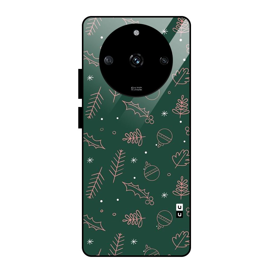 Christmas Vibes Leaves Glass Back Case for Realme Narzo 60 5G