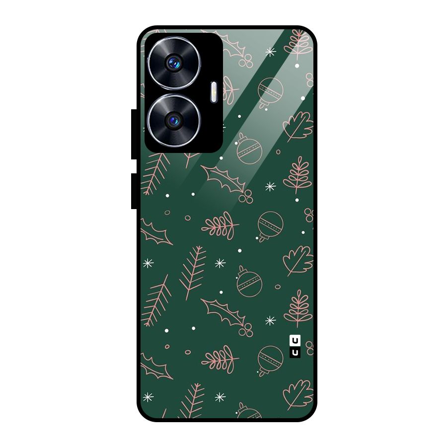 Christmas Vibes Leaves Glass Back Case for Realme Narzo N55