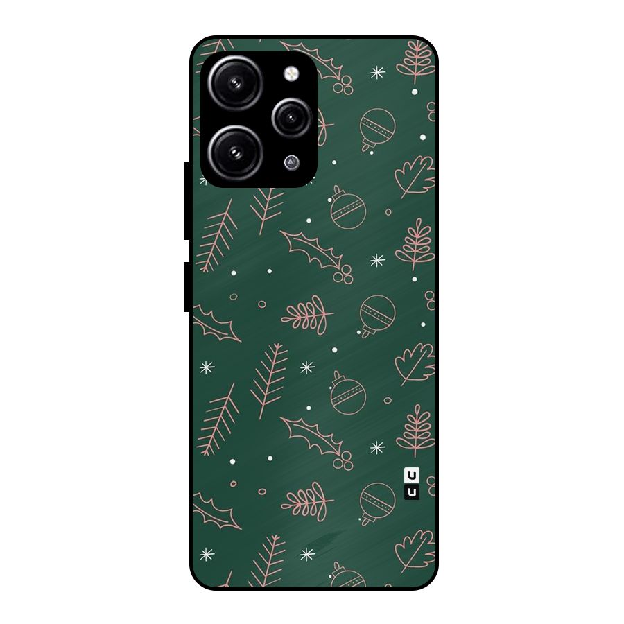 Christmas Vibes Leaves Glass Back Case for Redmi 12 4G