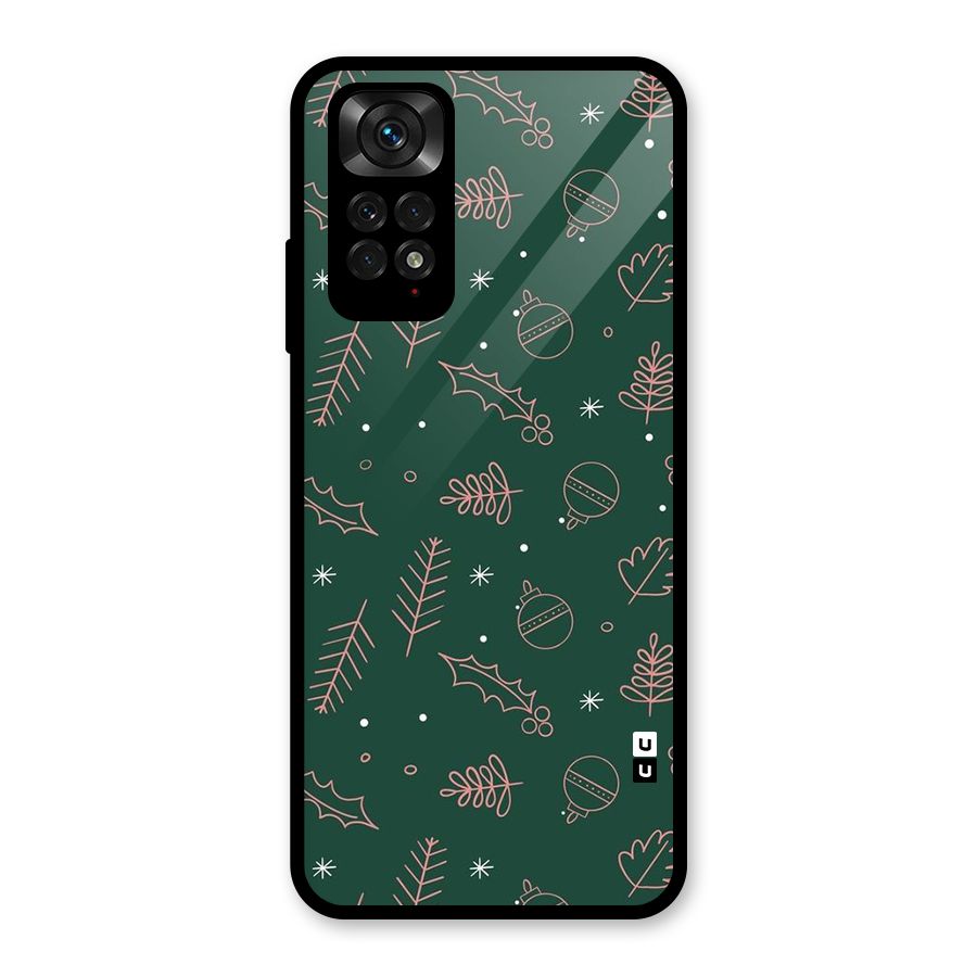 Christmas Vibes Leaves Glass Back Case for Redmi Note 11S