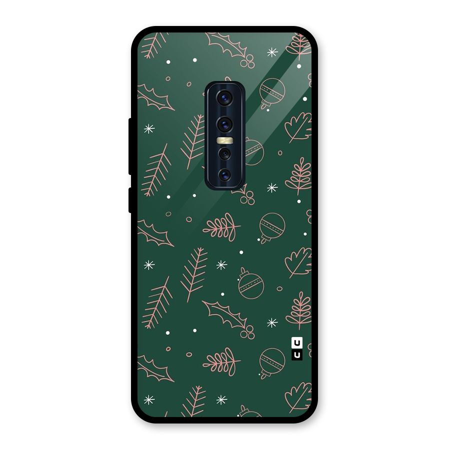 Christmas Vibes Leaves Glass Back Case for Vivo V17 Pro
