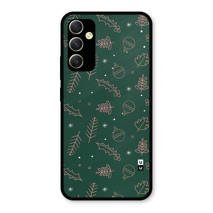 Christmas Vibes Leaves Metal Back Case for Galaxy A34
