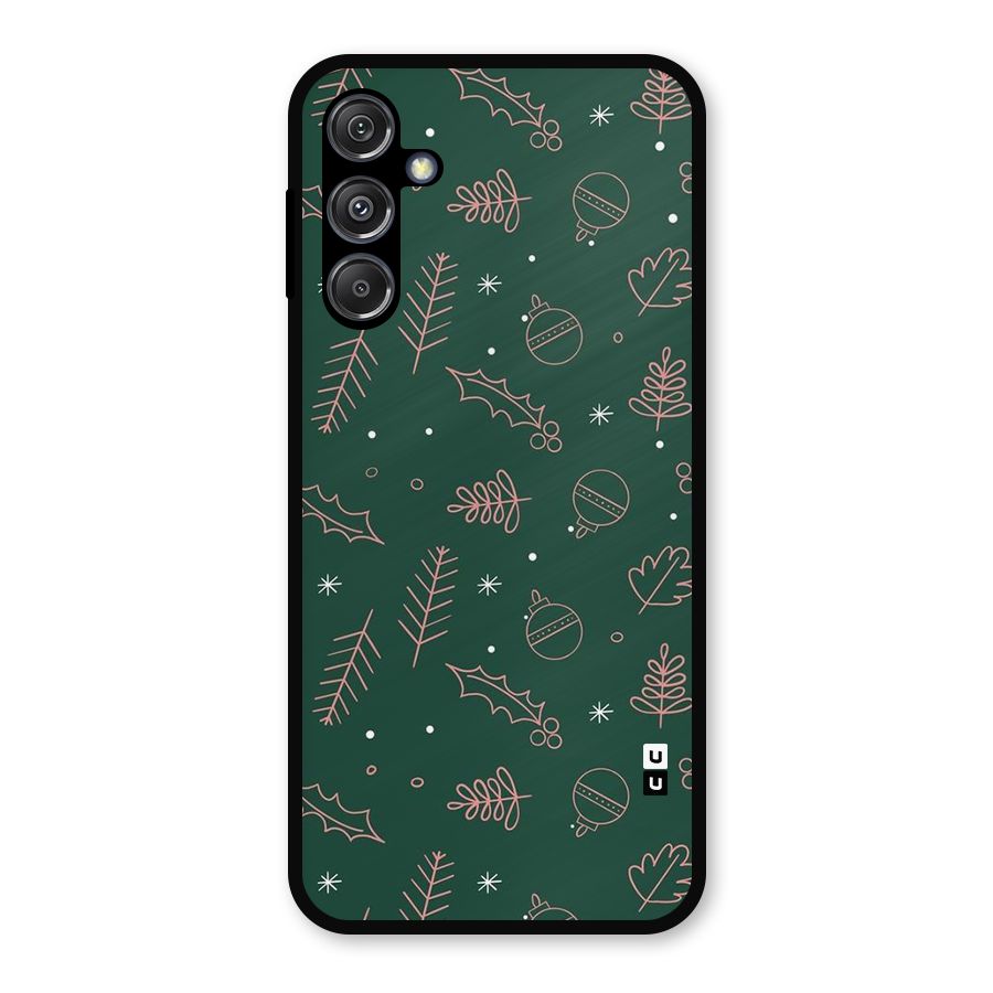 Christmas Vibes Leaves Metal Back Case for Galaxy M34 5G