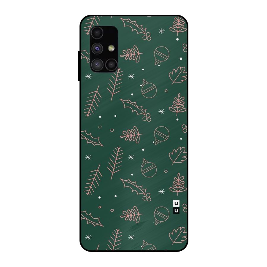 Christmas Vibes Leaves Metal Back Case for Galaxy M51