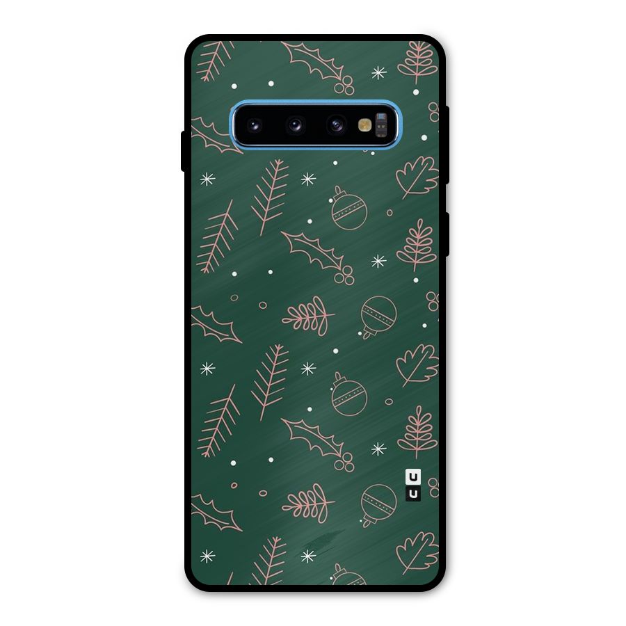 Christmas Vibes Leaves Metal Back Case for Galaxy S10