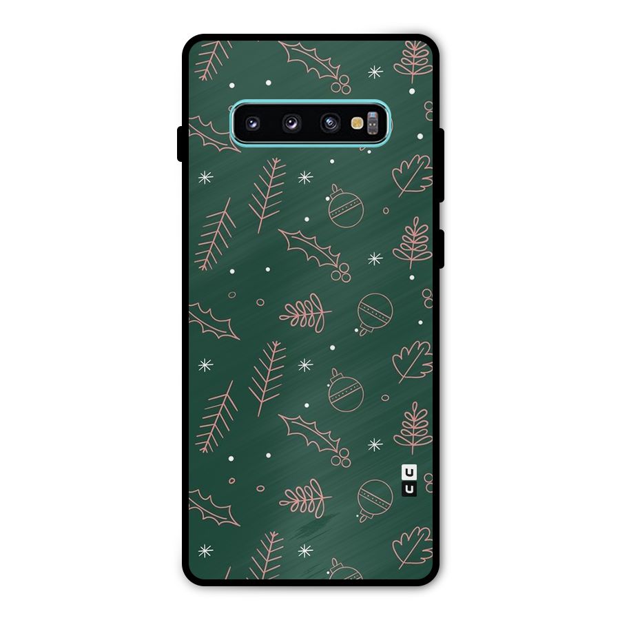 Christmas Vibes Leaves Metal Back Case for Galaxy S10 Plus