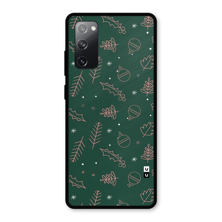Christmas Vibes Leaves Metal Back Case for Galaxy S20 FE 5G