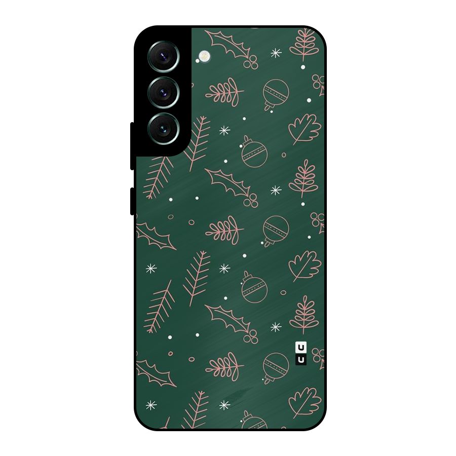 Christmas Vibes Leaves Metal Back Case for Galaxy S22 Plus 5G
