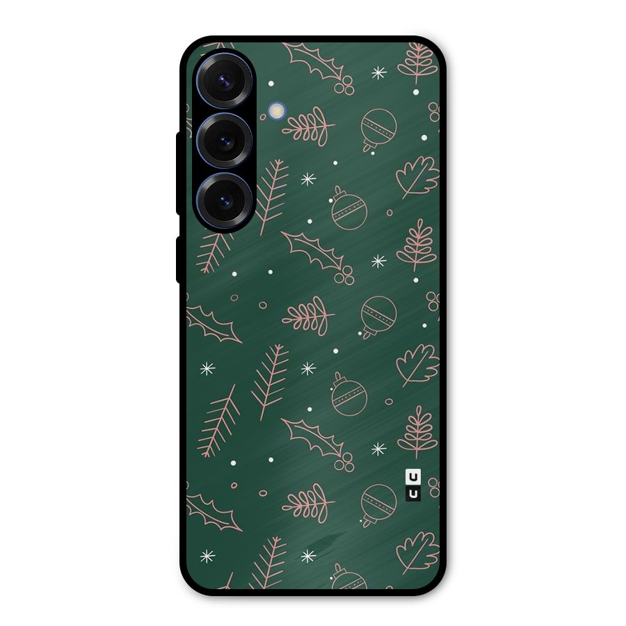Christmas Vibes Leaves Metal Back Case for Galaxy S25 Plus