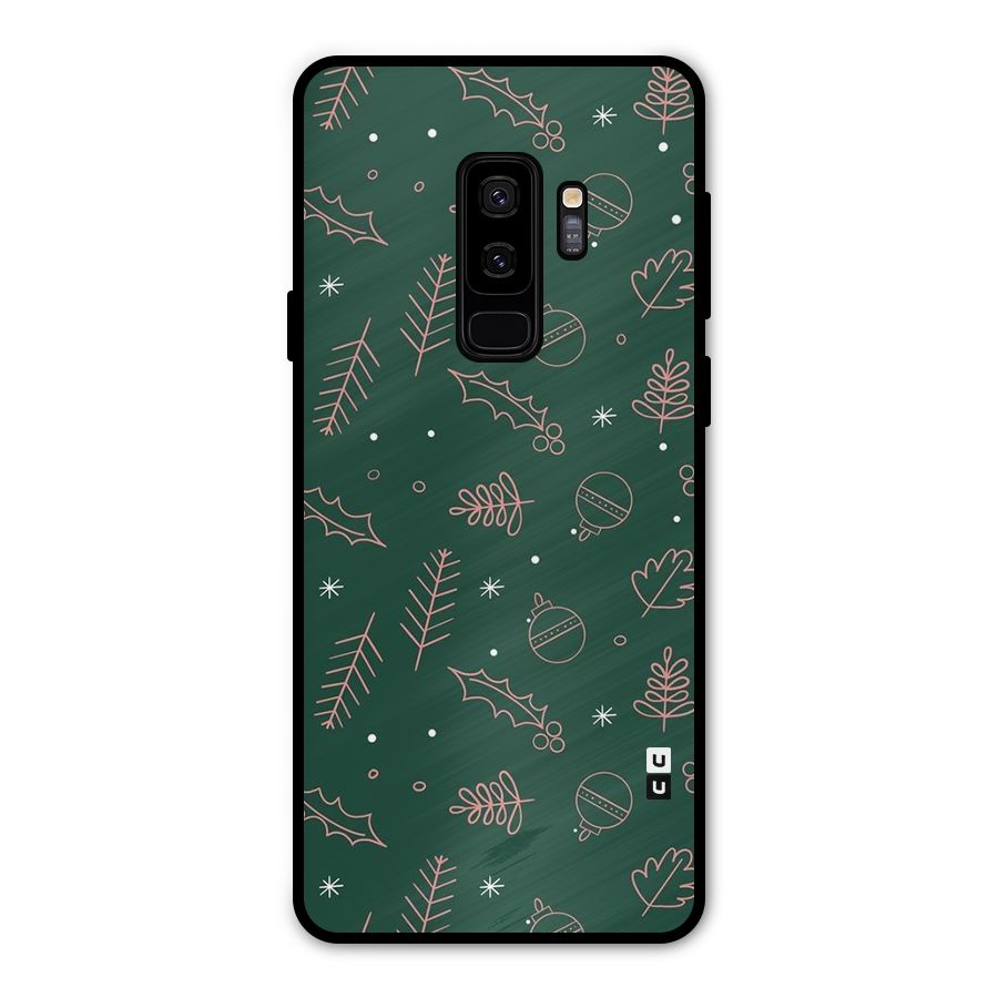 Christmas Vibes Leaves Metal Back Case for Galaxy S9 Plus