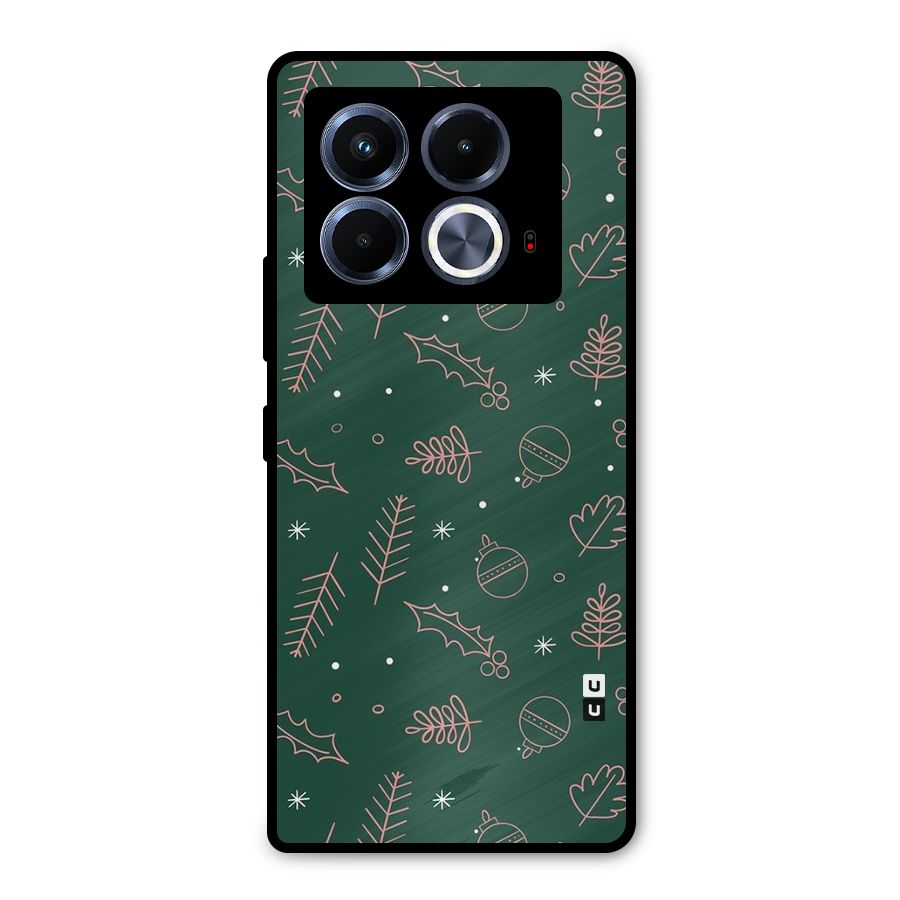 Christmas Vibes Leaves Metal Back Case for Infinix Note 40 5G