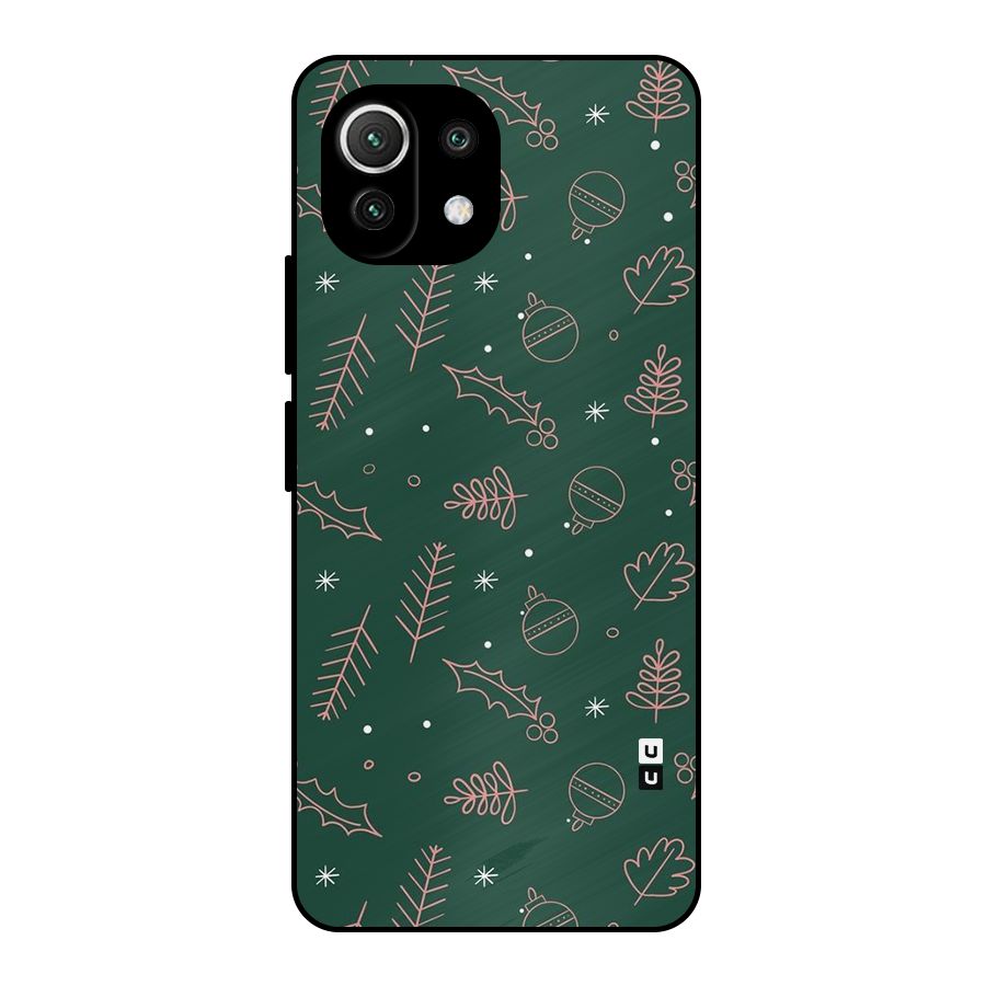 Christmas Vibes Leaves Metal Back Case for Mi 11 Lite NE 5G