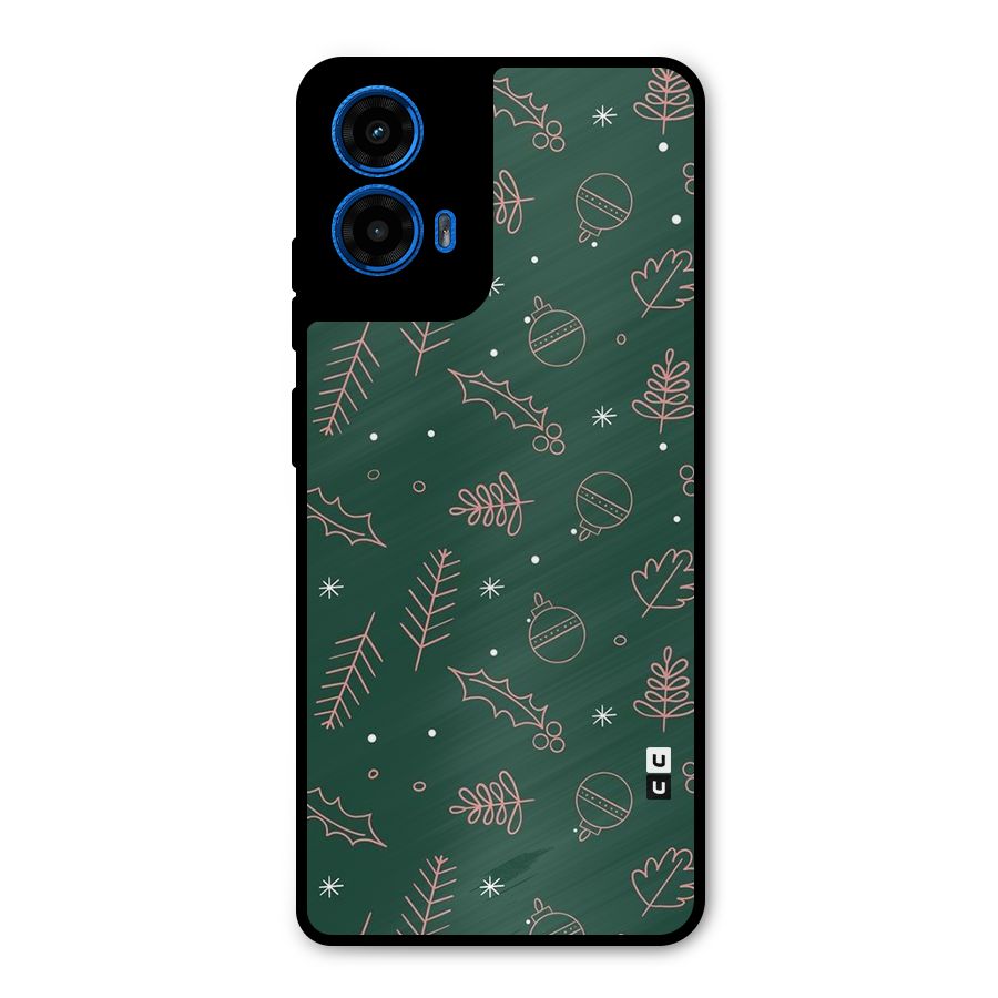 Christmas Vibes Leaves Metal Back Case for Moto G45