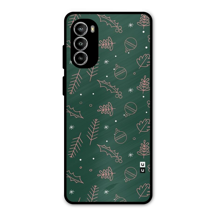 Christmas Vibes Leaves Metal Back Case for Moto G52