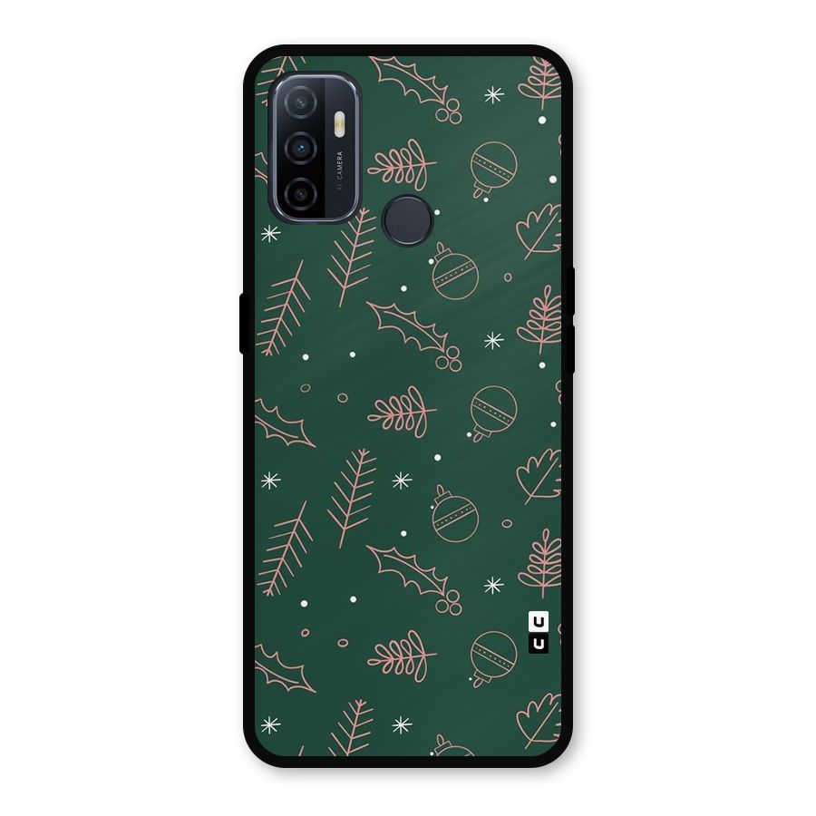 Christmas Vibes Leaves Metal Back Case for Oppo A53