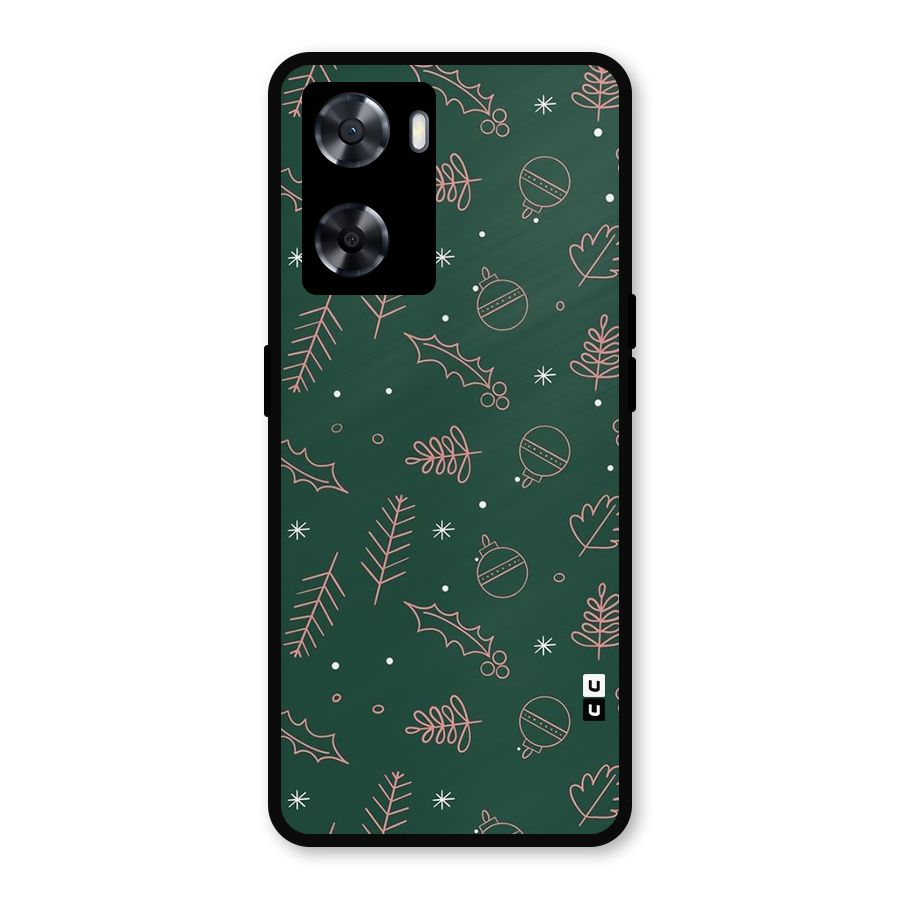 Christmas Vibes Leaves Metal Back Case for Oppo A57 2022