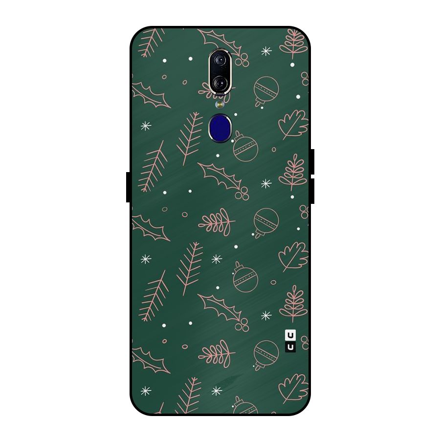 Christmas Vibes Leaves Metal Back Case for Oppo F11