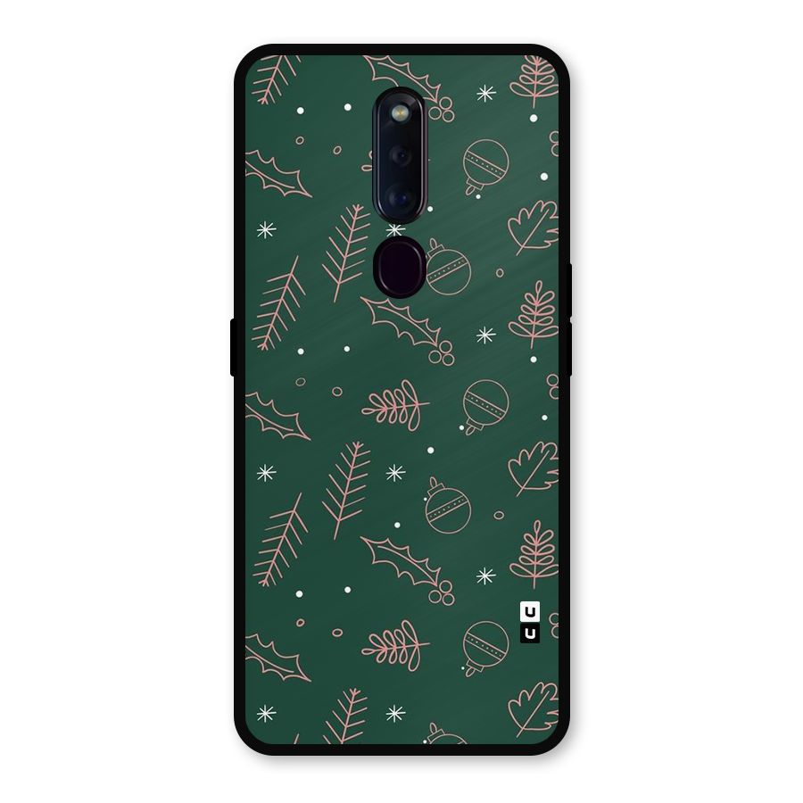 Christmas Vibes Leaves Metal Back Case for Oppo F11 Pro