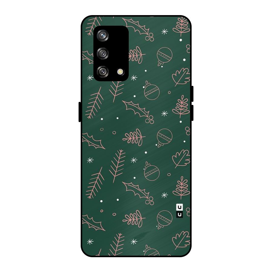 Christmas Vibes Leaves Metal Back Case for Oppo F19