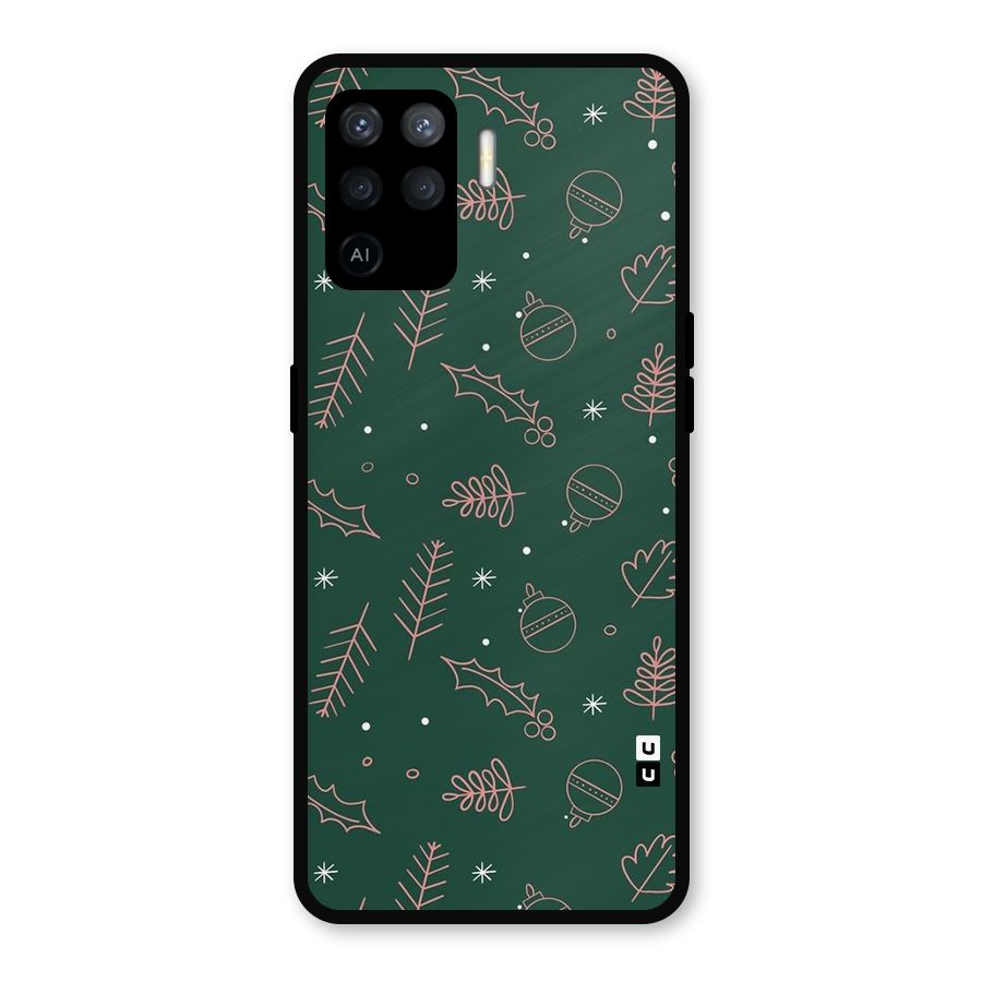 Christmas Vibes Leaves Metal Back Case for Oppo F19 Pro