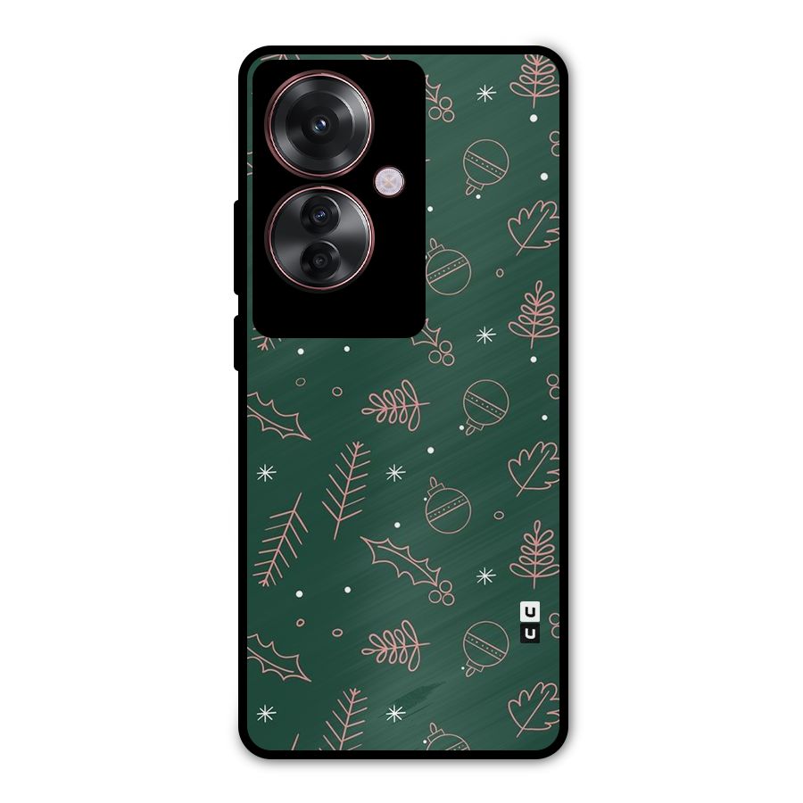 Christmas Vibes Leaves Metal Back Case for Oppo F25 Pro